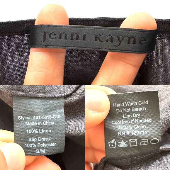 Jenni Kayne Women’s Black Midi Maxi Linen Dress Dropped Shoulder *Flaw - Picture 3 of 16